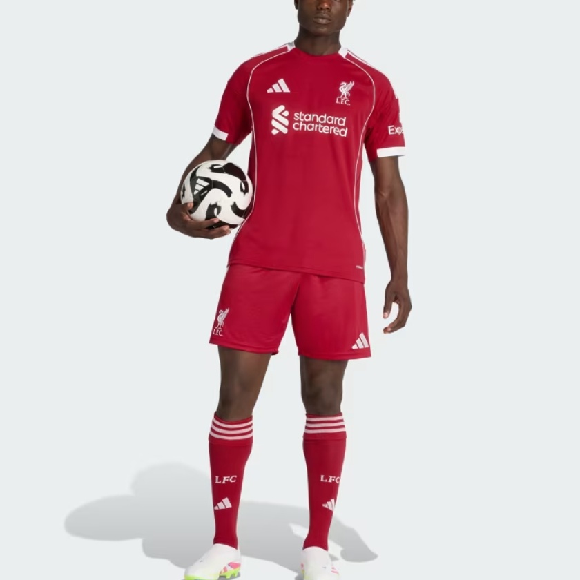 Футболка Free Shipping With AdiClub Liverpool Fc 25/26 Home Shorts Adidas, красный — фото 4