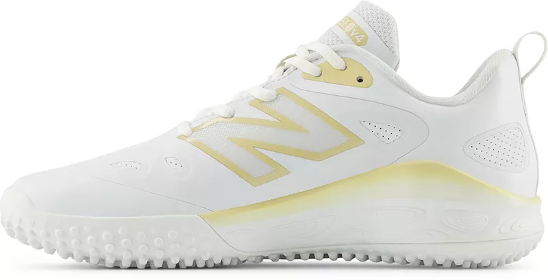 Женские кроссовки для софтбола для газона New Balance VELO v4, белый/золотой — фото 4