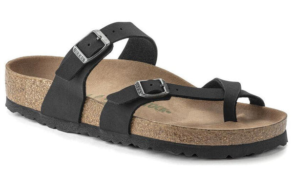 Тапочки mayari vegan birko-flor birkibuc narrow fit sandals 'black' Birkenstock, черный — фото 2