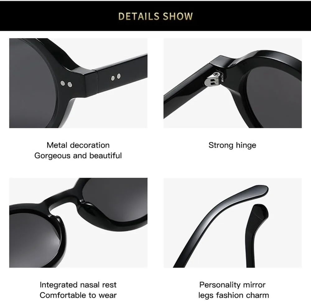 

Ретро круглые женские поляризованные солнцезащитные очки с декоративными заклепками, мужские панк-очки UV400 с леопардовым принтом SKFGNX, Yellow Dark Green