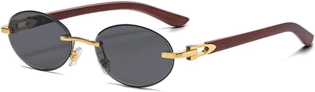 

Солнцезащитные очки с защитой UV400 | Овальные без оправы в стиле панк с металлическими заклепками | для женщин и мужчин, для занятий спортом на открытом воздухе и вождения DSVIGF, Gold-black