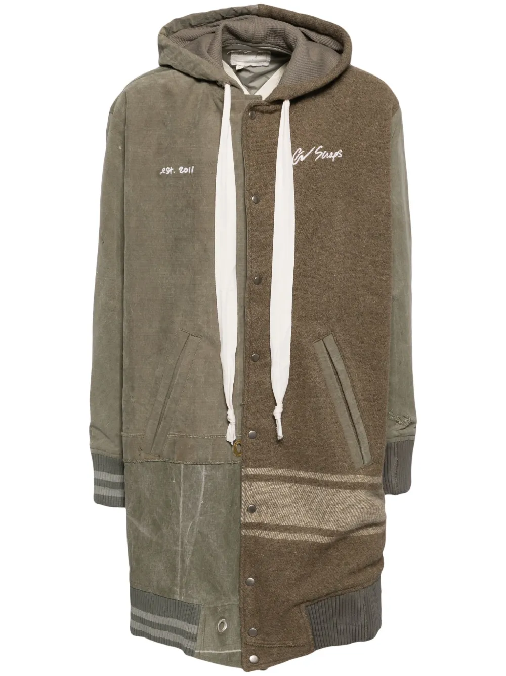 

Куртка в технике пэчворк с вышитым логотипом Greg Lauren, коричневый