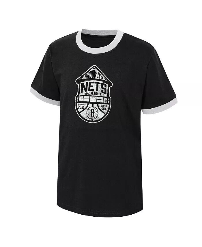 Черная рваная футболка Big Boys Brooklyn Nets Hoop City Hometown Ringer Outerstuff, черный — фото 2