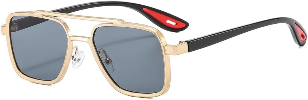 

Винтажные мужские солнцезащитные очки с двойной перемычкой, модные очки с прозрачными линзами Ocean, женские трендовые очки с защитой от УФ-излучения UV400 VVTWSSW, Gold Black