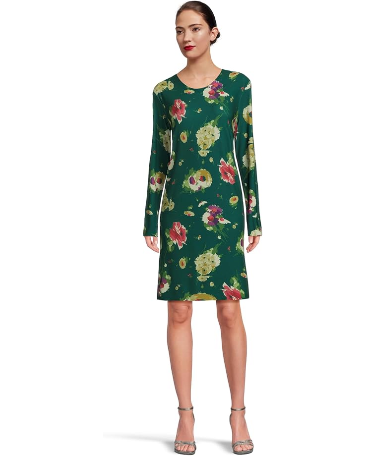 

Женское платье Norma Kamali Long Sleeve Crew Dress To Knee, Floral Green Multi