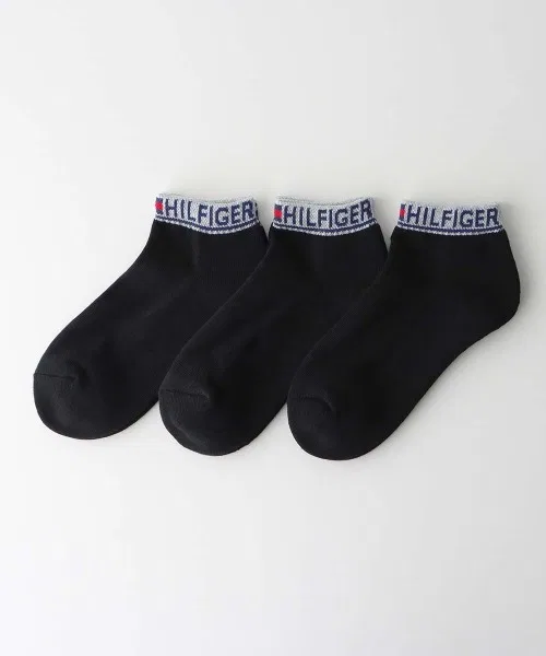 Носки 3 пары Tommy Hilfiger из органического хлопка с махровой подошвой, чёрные