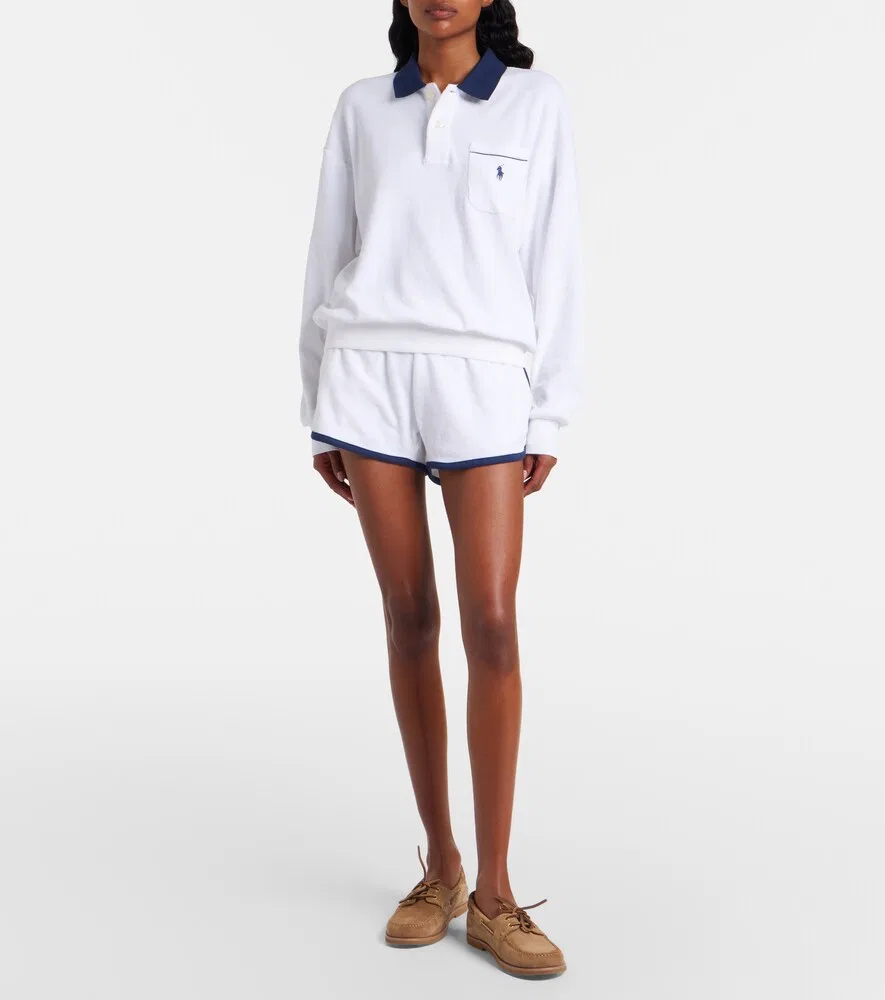 Махровые шорты из смесовой хлопковой ткани Polo Ralph Lauren, белый — фото 2