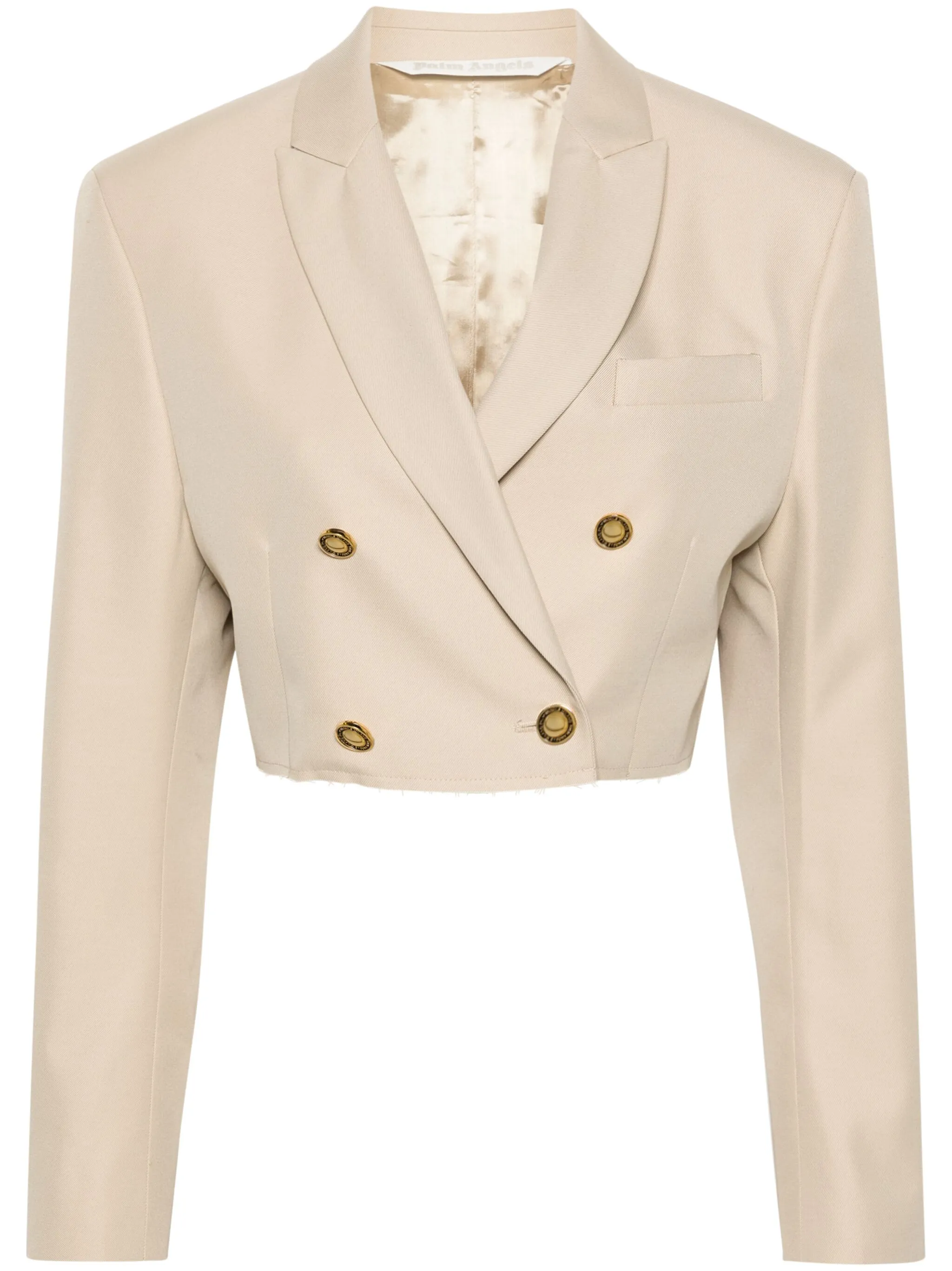 

Укороченный двубортный блейзер Palm Angels, бежевый