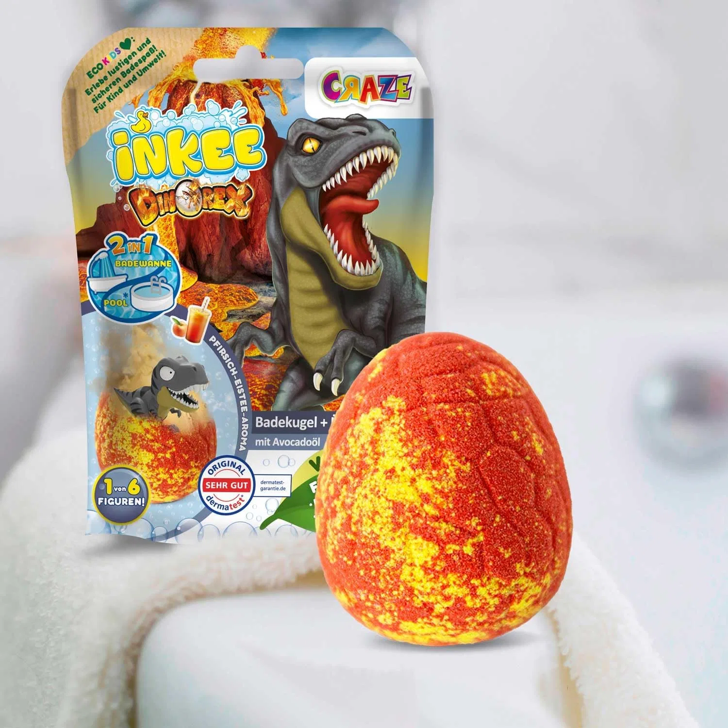 Набор детских бомбочек для ванны «Surprise Dino» (8 шт.) от INKEE Inkee, 8 X Dinorex — фото 4
