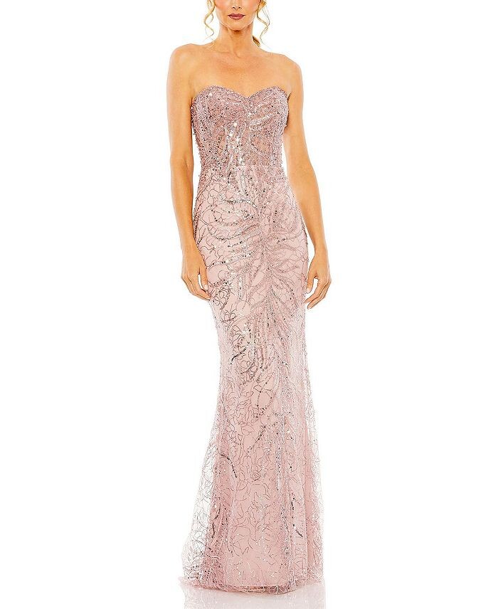 

Украшенное платье без бретелек Mac Duggal, розовый