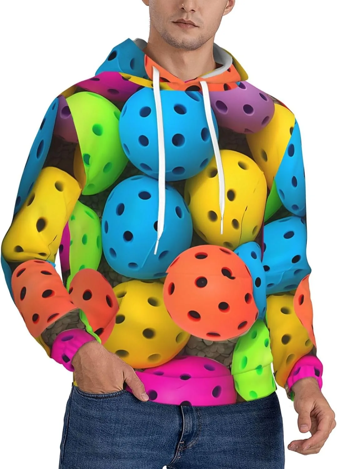 

Мужская флисовая толстовка с капюшоном, цвета Pickleball Balls KKLWEGU