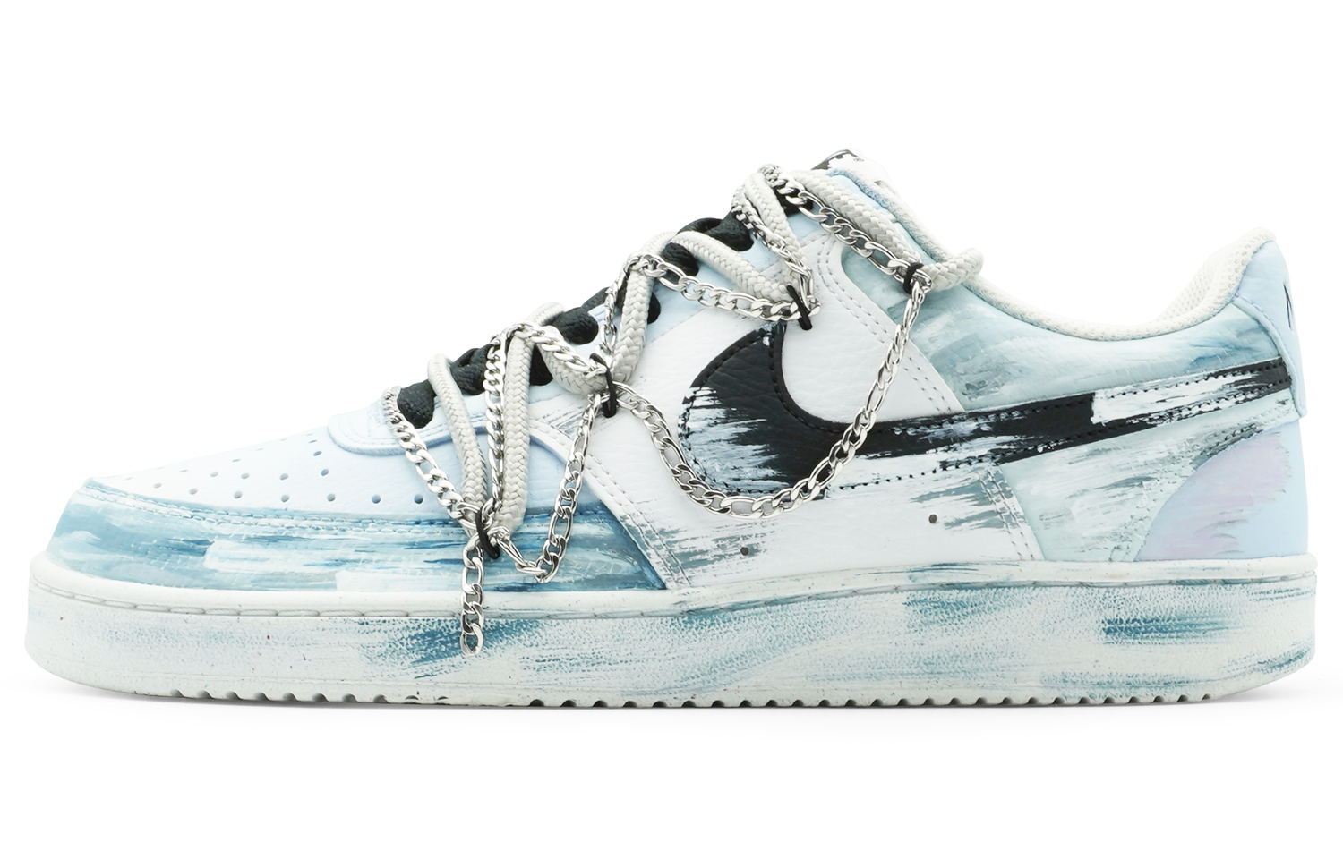 

Кроссовки Court Vision мужские низкие Blue/White/Black Nike, синий белый черный