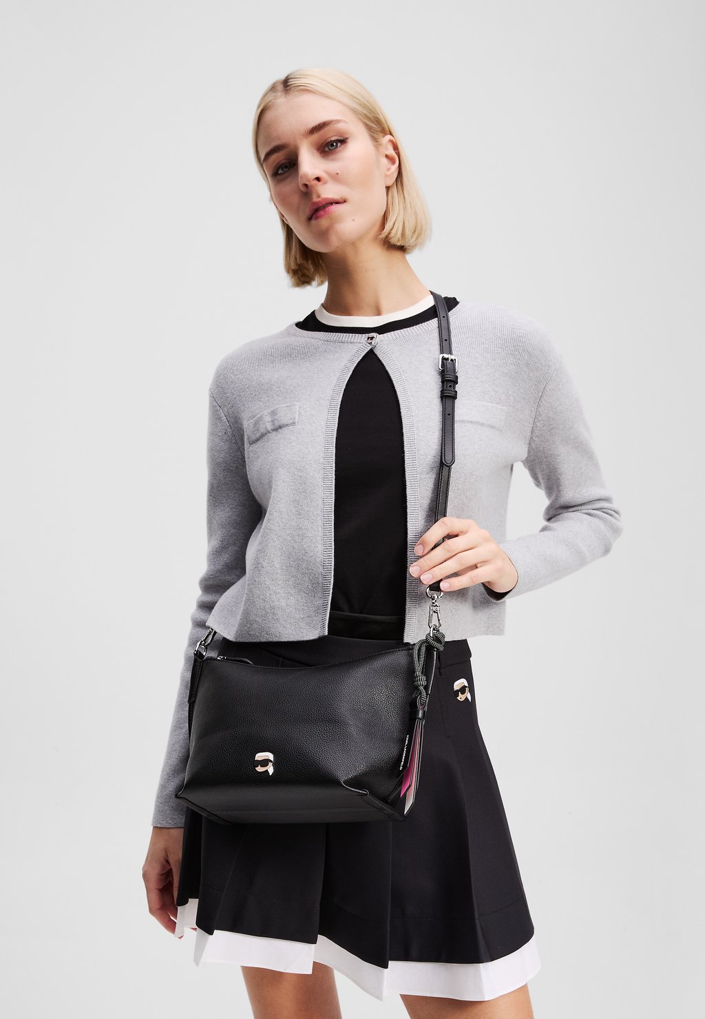 

Сумка через плечо IKON GRAINY ZIP SHOULDER BAG - Across body bag KARL LAGERFELD, черный