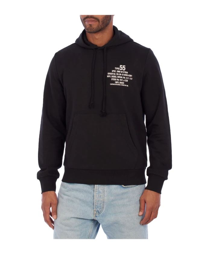 

Современная толстовка с текстовым дизайном Diesel, черный