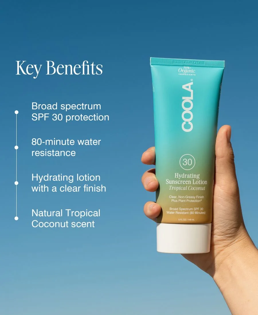 COOLA Увлажняющий солнцезащитный лосьон SPF 30 - Тропический кокос, 40 г — фото 4