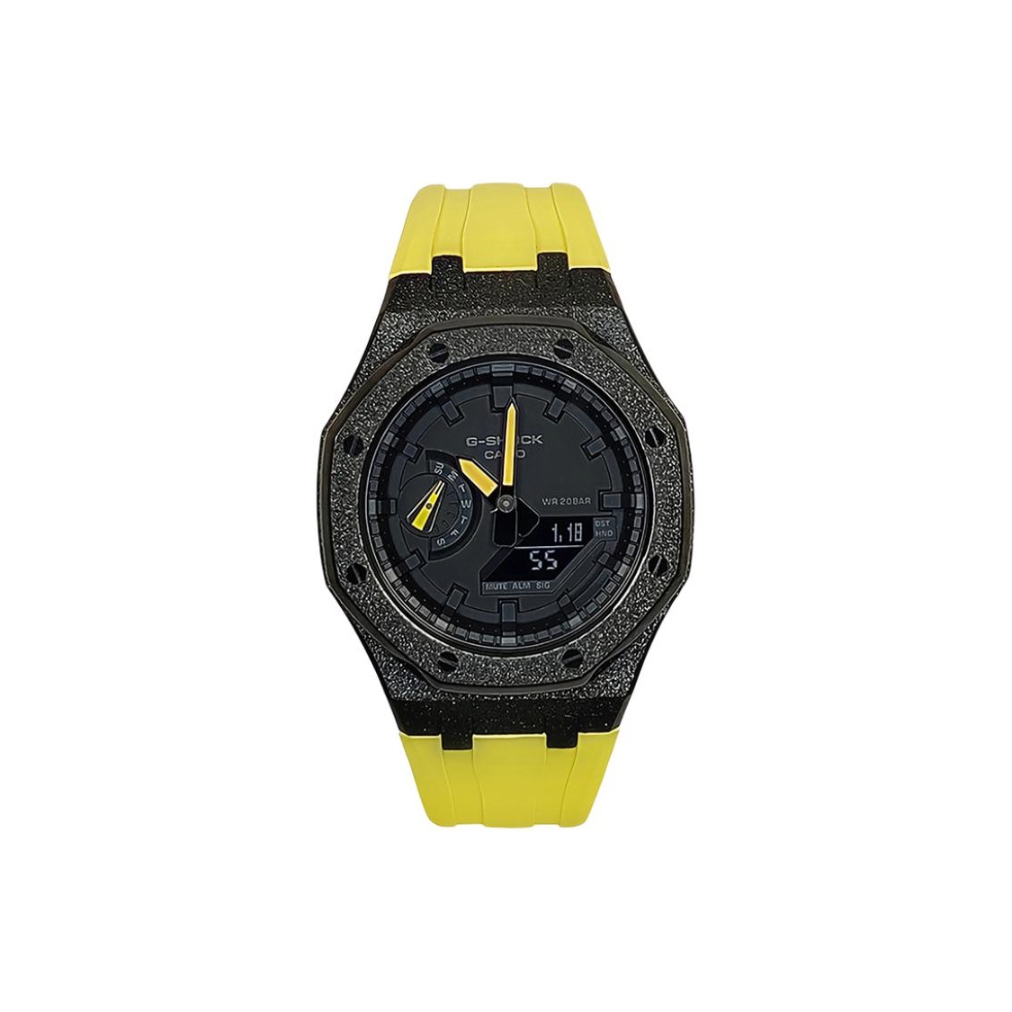 

CASIO Часы Men Liquid Crystal/Analog Dual Display Series Black Watch, Frost Black Sparkle Sand Dark Yellow