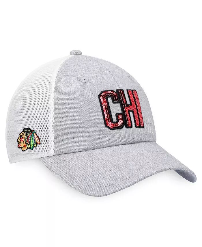 

Женская кепка Snapback Trucker с блестками, серо-лиловая, белая Chicago Blackhawks Fanatics
