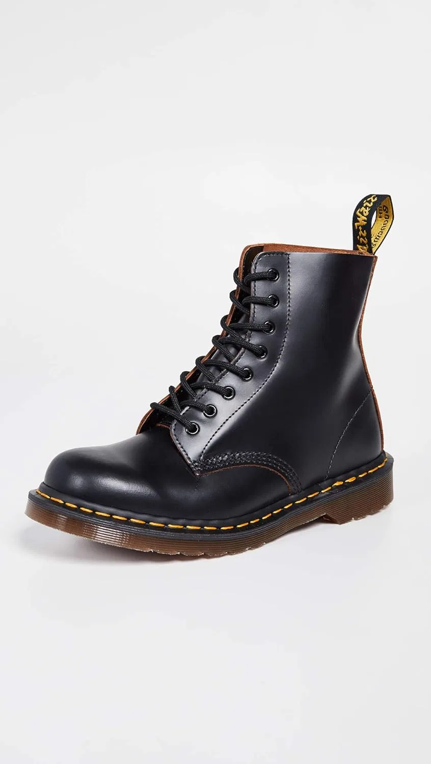 Ботинки Dr. Martens Unisex 1460z Vintage с 8 люверсами, черные, в стиле милитари — фото 3