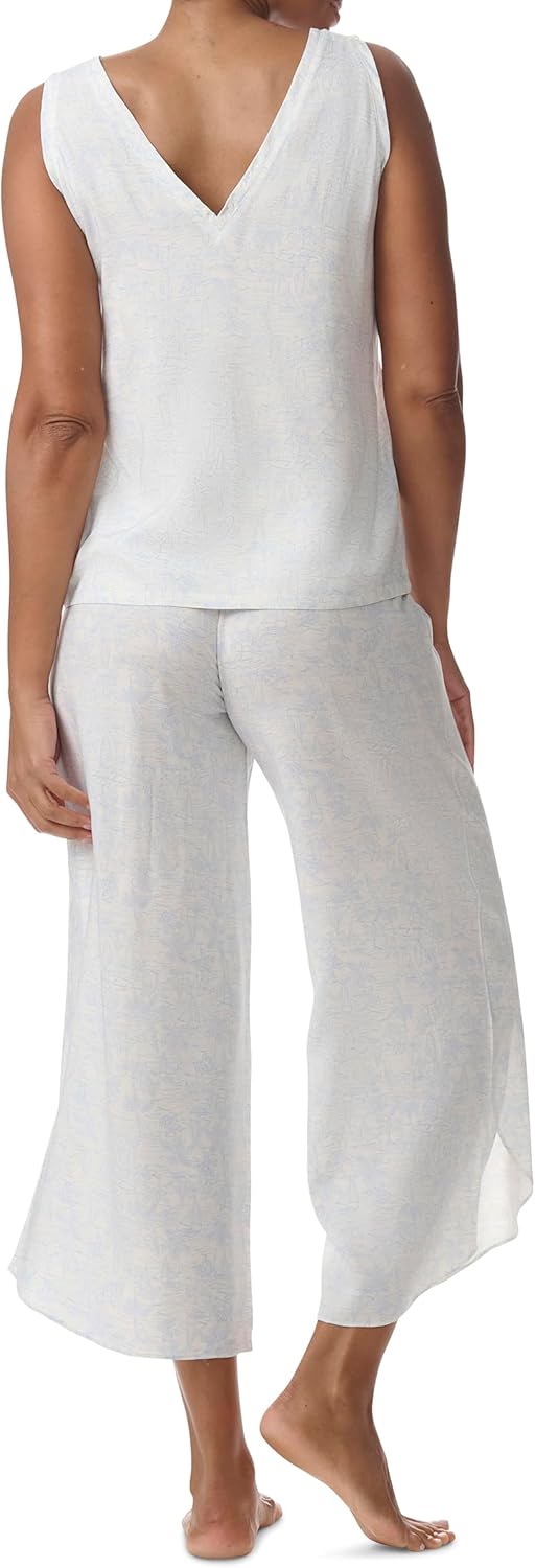 Женский пижамный комплект Tommy Hilfiger из майки и укороченных брюк, Beach Toile/Cloud Dancer — фото 4