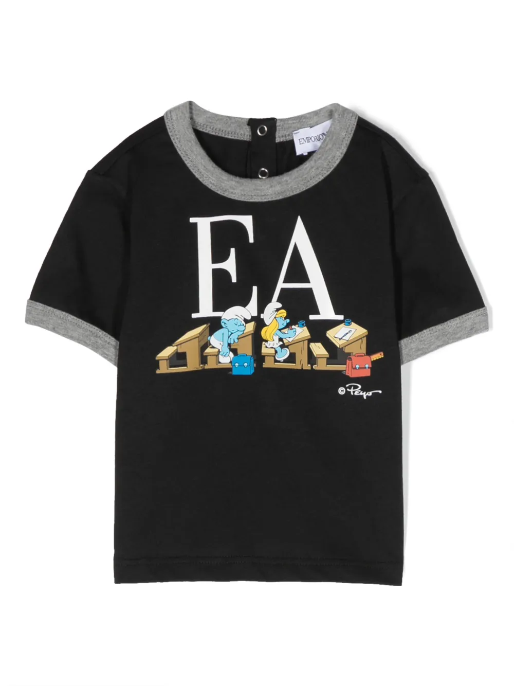 

Футболка из органического хлопка с принтом Smurfs Emporio Armani Kids, синий