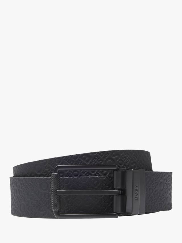 

Реверсивный кожаный ремень с тиснением HUGO BOSS, черный