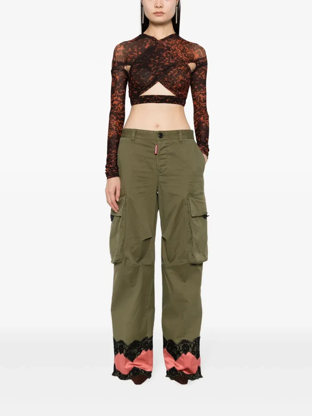 Брюки карго Lingerie с заниженной талией Dsquared2, зеленый — фото 2