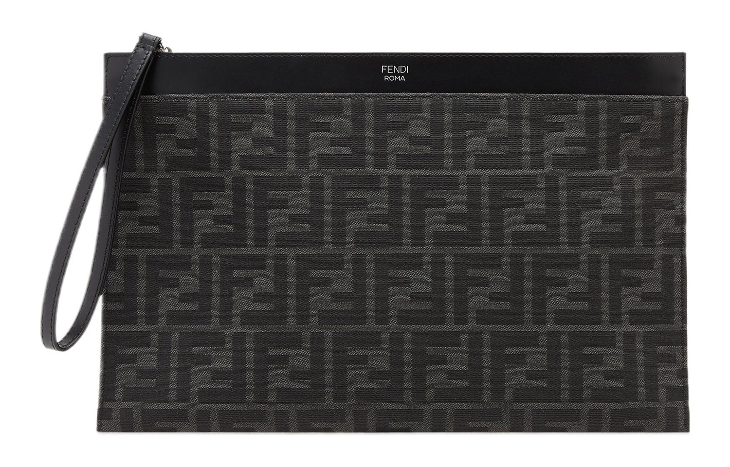 

FENDI Кожаный клатч средний мужской черный
