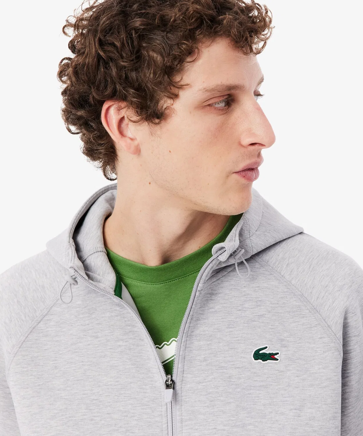 Худи Lacoste с молнией, из смесового хлопка, черная — фото 3