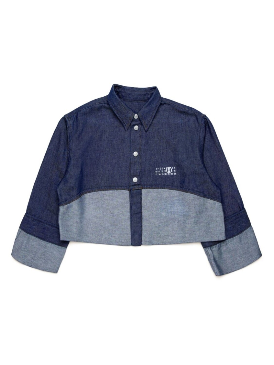 

MM6 Maison Margiela Kids укороченная джинсовая рубашка с логотипом, синий