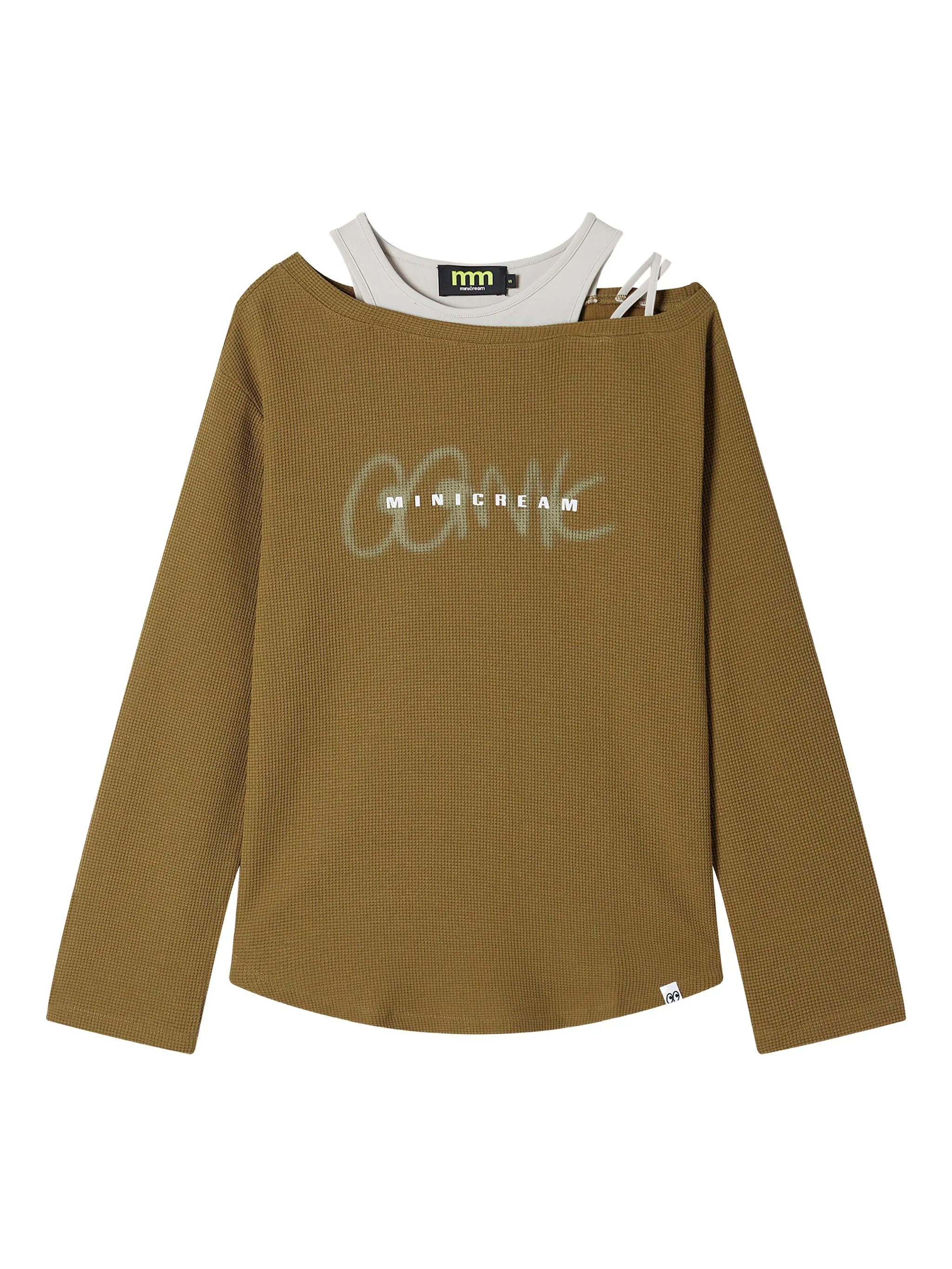 

Фактурный топ с открытыми плечами Mini Cream, зеленый