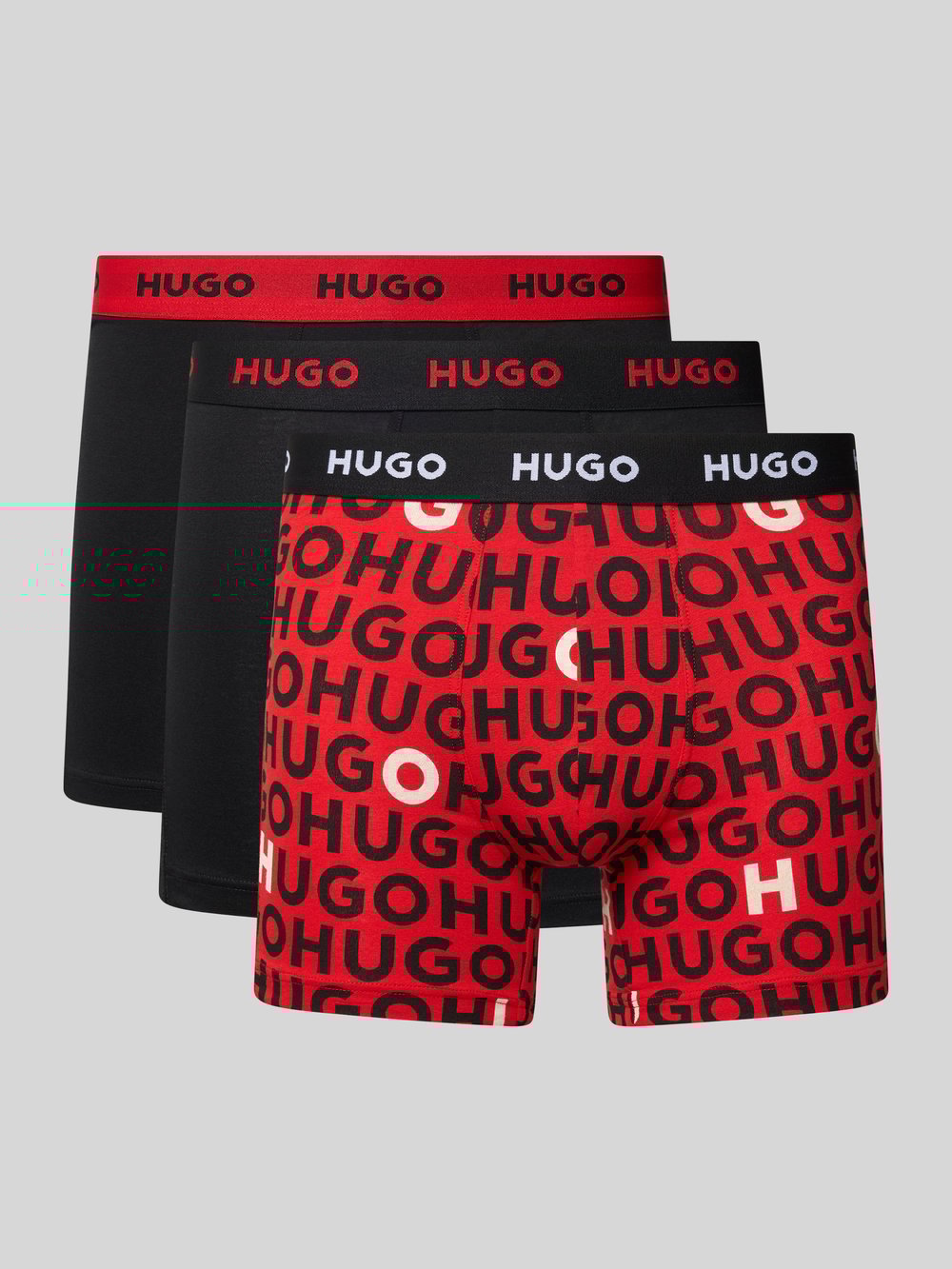 

Трусы-боксеры с эластичным поясом и этикеткой в ​​упаковке 3 шт HUGO, красный