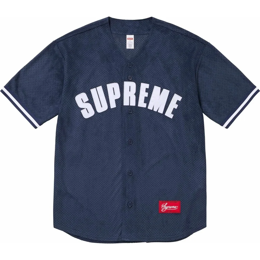 Бейсбольная джерси из ультразамши с сеткой Supreme, marine синий/grey