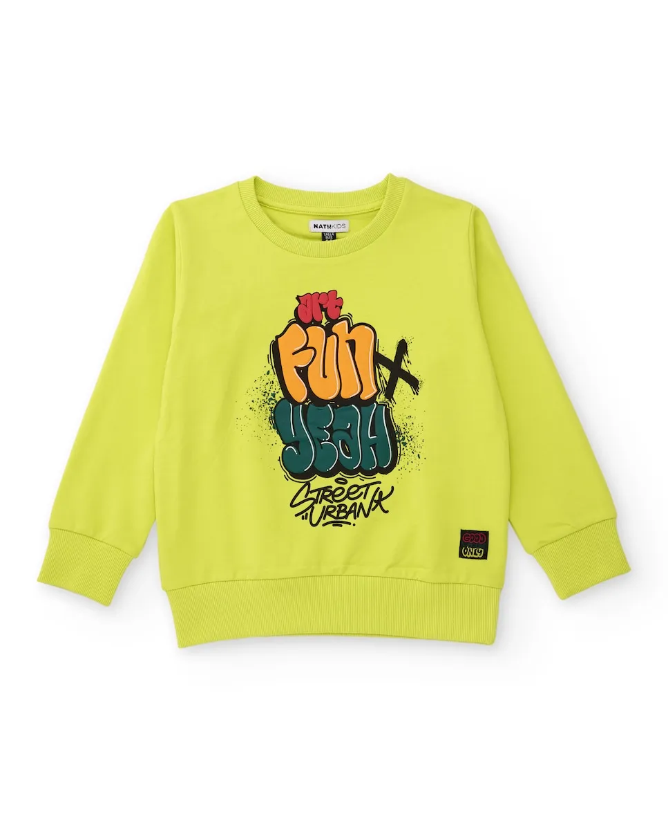 

Светло-зеленая толстовка для мальчика с городским принтом Tuc tuc