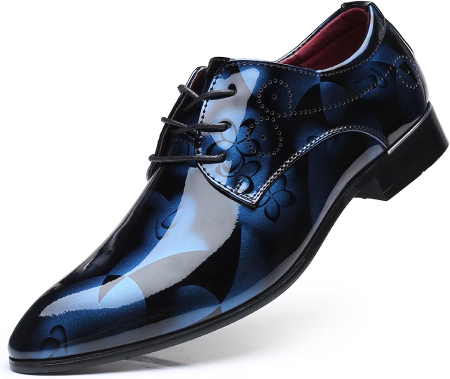 

Мужские оксфорды KYOESCAI с остроконечным носком, модные формальные деловые туфли на шнуровке, дерби с декоративной перфорацией, синий