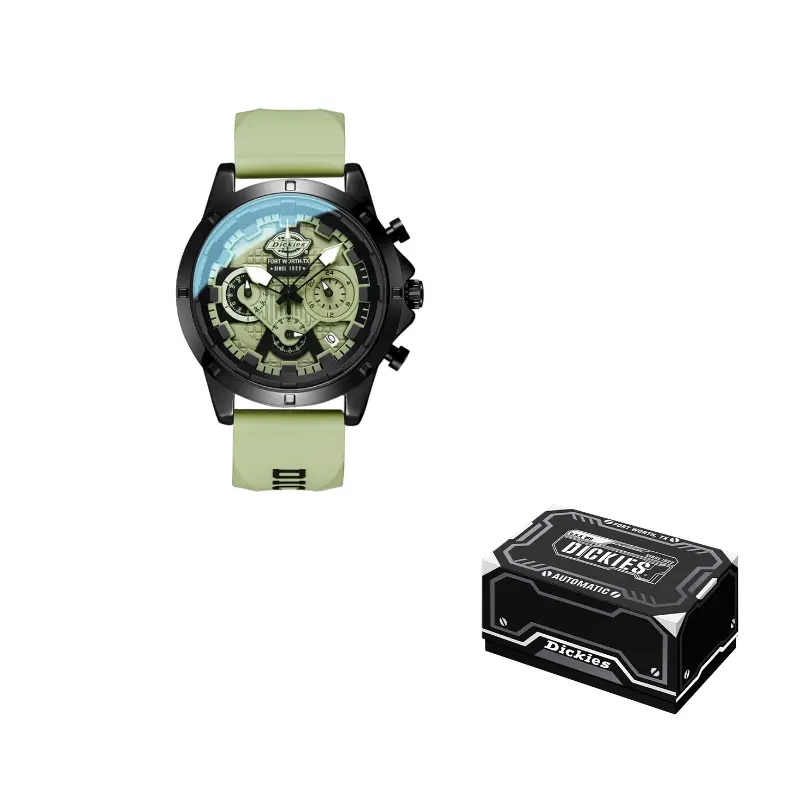 

Dickies Часы Wrist Watch Quartz Movement Silicone Strap White Dial Men's Watch, 220M60LYXCL-483P3-31SY Green Dial