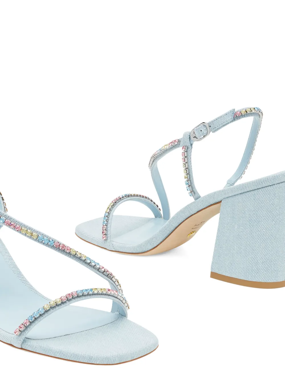 Босоножки Soiree с кристаллами и квадратным носком, каблук 85 мм Stuart Weitzman, синий — фото 3