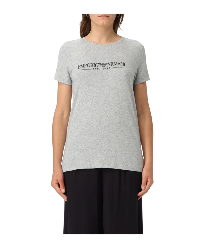 

Футболка с короткими рукавами и логотипом, элегантный стиль. Emporio Armani, серый