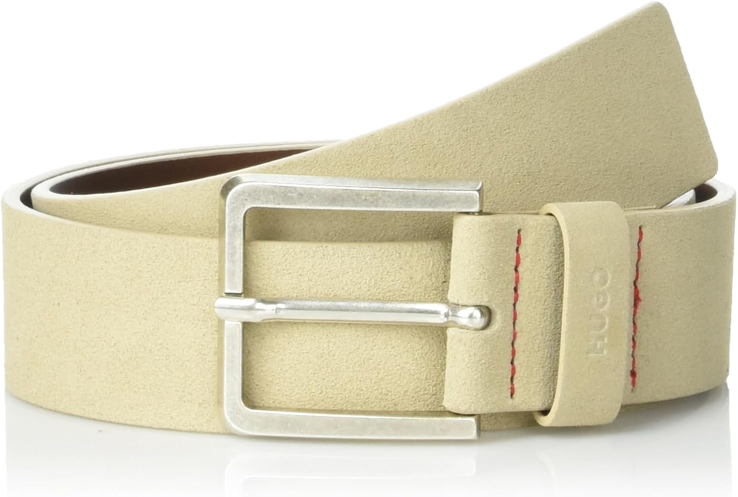 

Ремень мужской HUGO с квадратной пряжкой из замши, Almond Milk