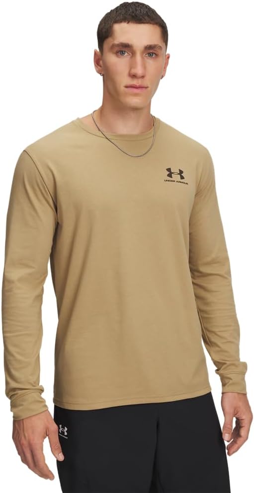 

Мужская спортивная футболка Under Armour с длинным рукавом на левую грудь, Camel/Black, Черный, Мужская спортивная футболка Under Armour с длинным рукавом на левую грудь, Camel/Black