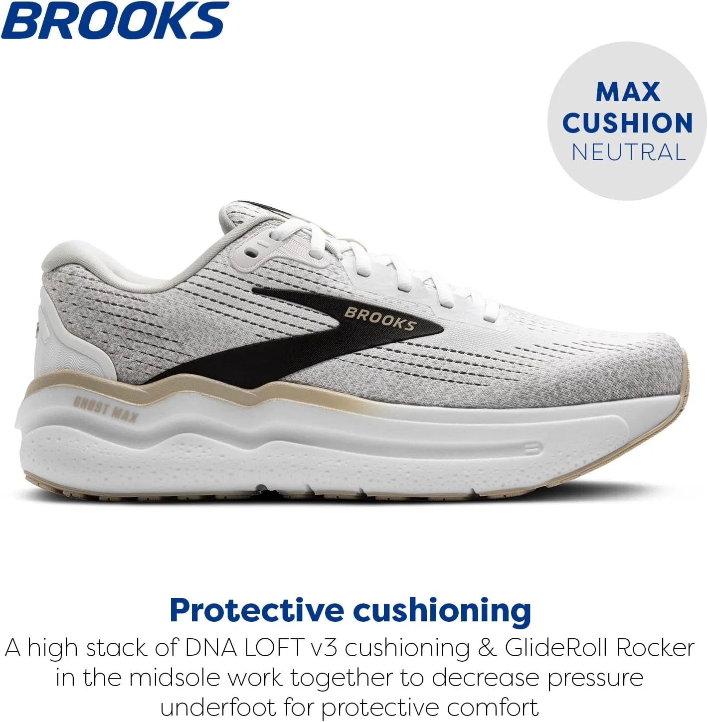 Мужские кроссовки Brooks Ghost Max 2, White Pelican Oyster — фото 2