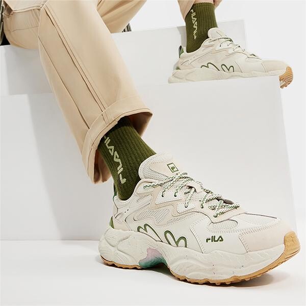 Кроссовки Fern Chunky для мужчин с низким верхом, белый/зеленый/розовый Fila — фото 3