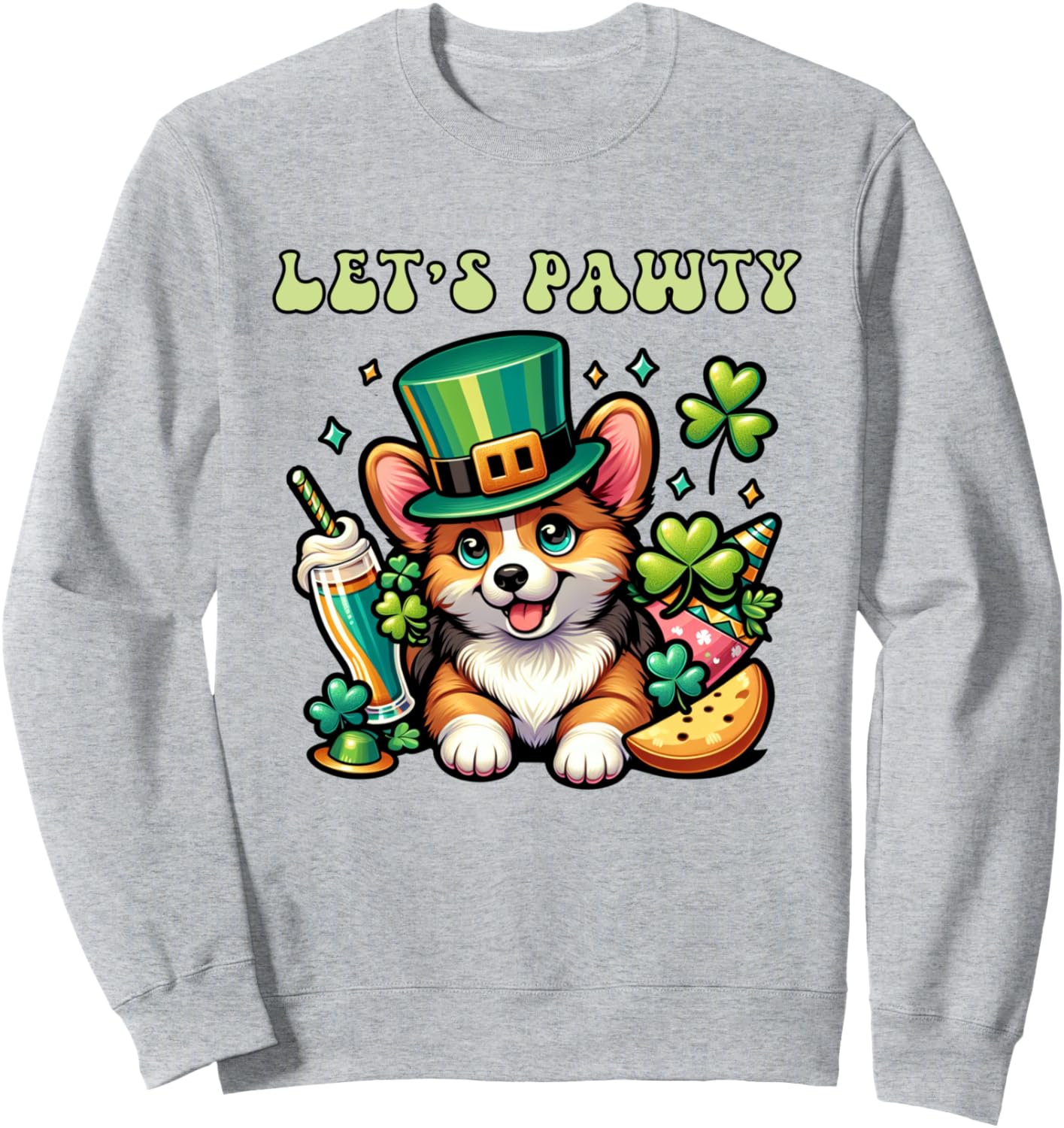 

Толстовка Let's Pawty Corgi Dog Lover ко Дню Святого Патрика для мужчин и женщин Let'S Pawty Corgi Dog Lover St Patricks Day Party, серый