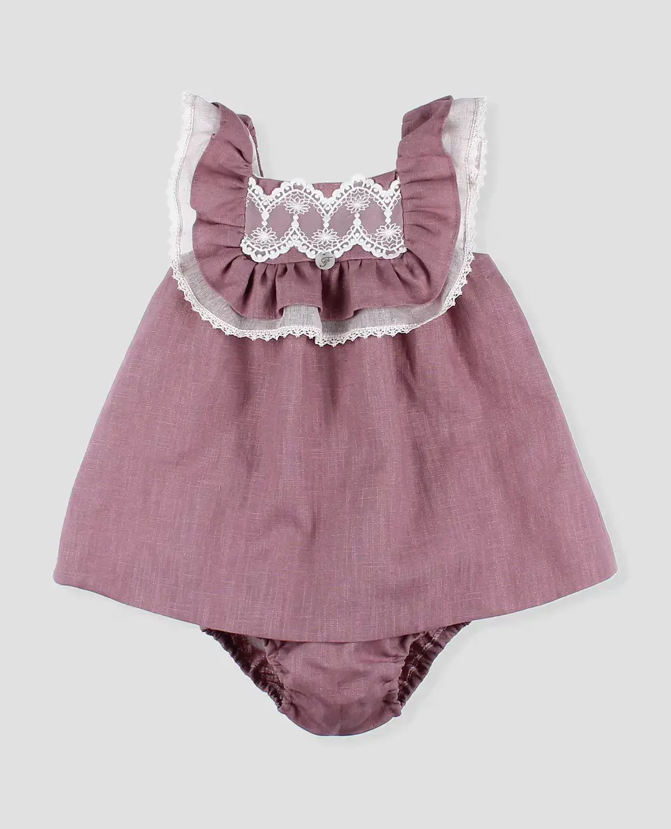 

Платье для девочки из льна с трусиками в тон Foque, цвет Rosa