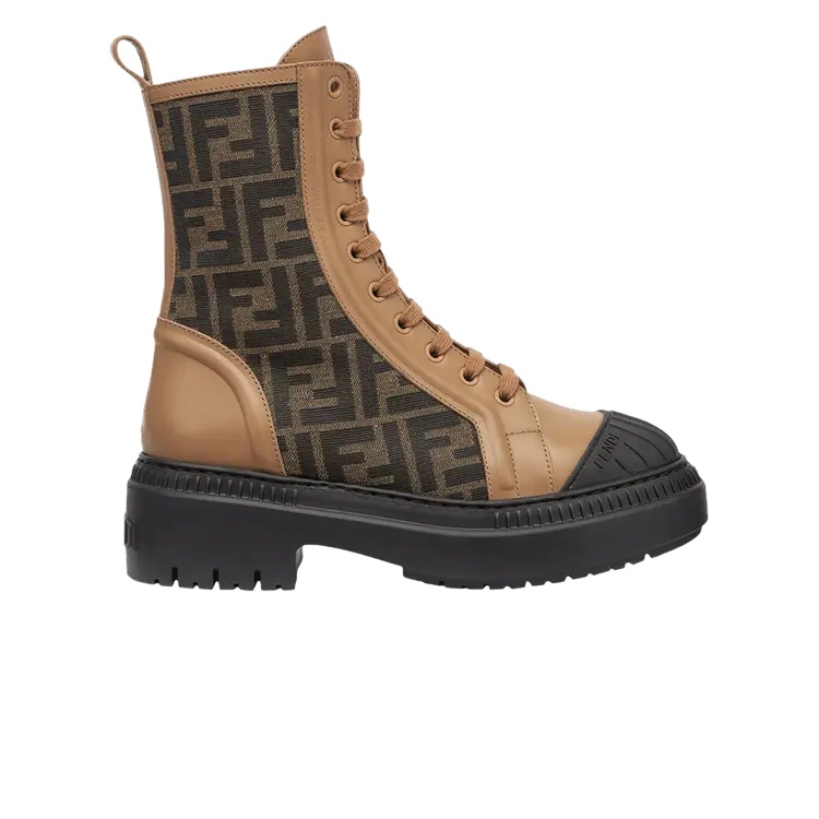 Ботинки Fendi Wmns FF Motif Domino Biker Boot Beige, коричневый