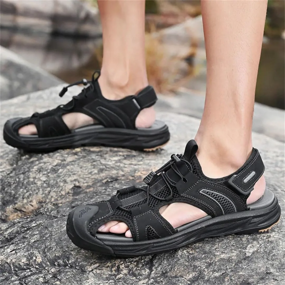 Men’S Fashion Outdoor Casual Sneakers Lightweight Beach Сандалии Classic Ankle-Wrap Style With Hook And Loop Closure Generic, черный — фото 4