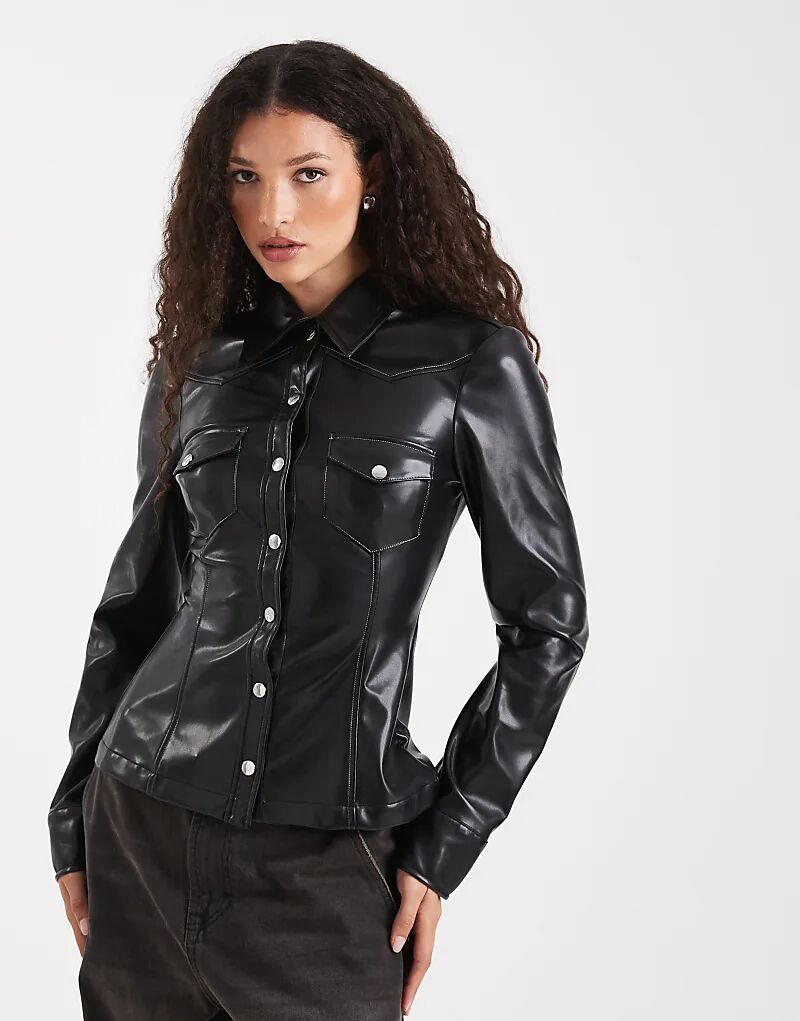 

Рубашка WeWoreWhat из искусственной кожи в стиле вестерн черного цвета