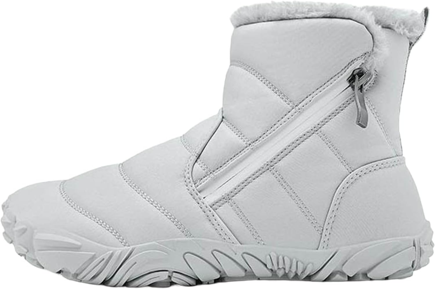 

Детские зимние снегоступы для малышей, уютные сапожки с пушистой подкладкой до щиколотки с боковой молнией, подошва с противоскользящим эффектом, теплая уличная обувь Generic, Grey