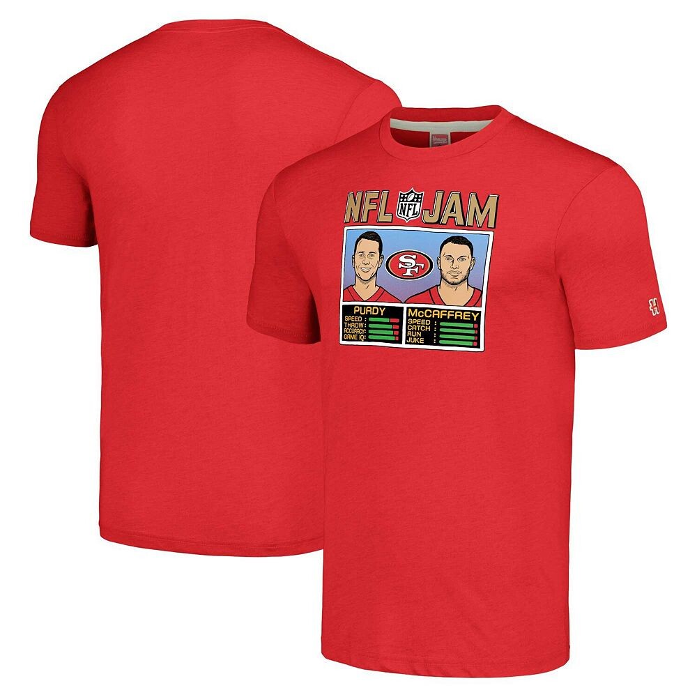 

Мужская футболка Homage Christian McCaffrey & Brock Purdy Scarlet San Francisco 49ers NFL Jam Tri-Blend, красный