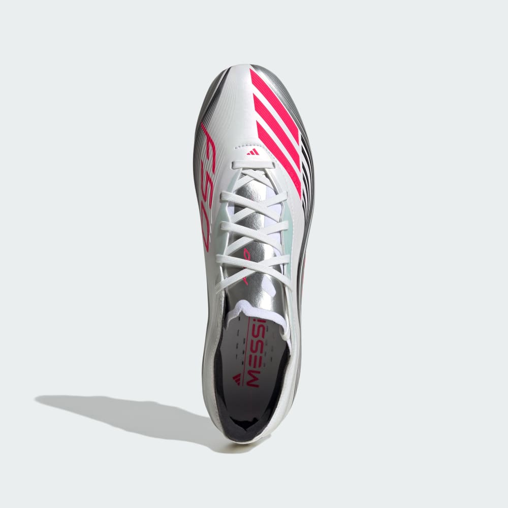 Бутсы Adidas F50 Messi Pro Firm Ground Cleats, цвет Cloud White/Lucid Red/Silver Metallic — фото 3