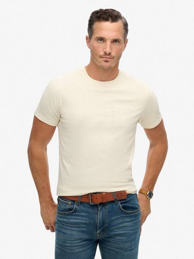 

Футболка с логотипом заведения в тон Superdry, цвет Rice White